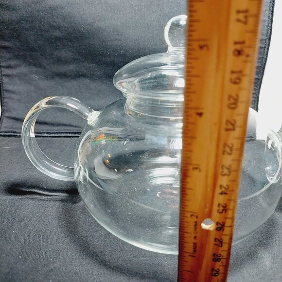 Delicate vintage Clear Glass Teapot and lid 4 Cup Capacity Spout Guard - Picture 6 of 7